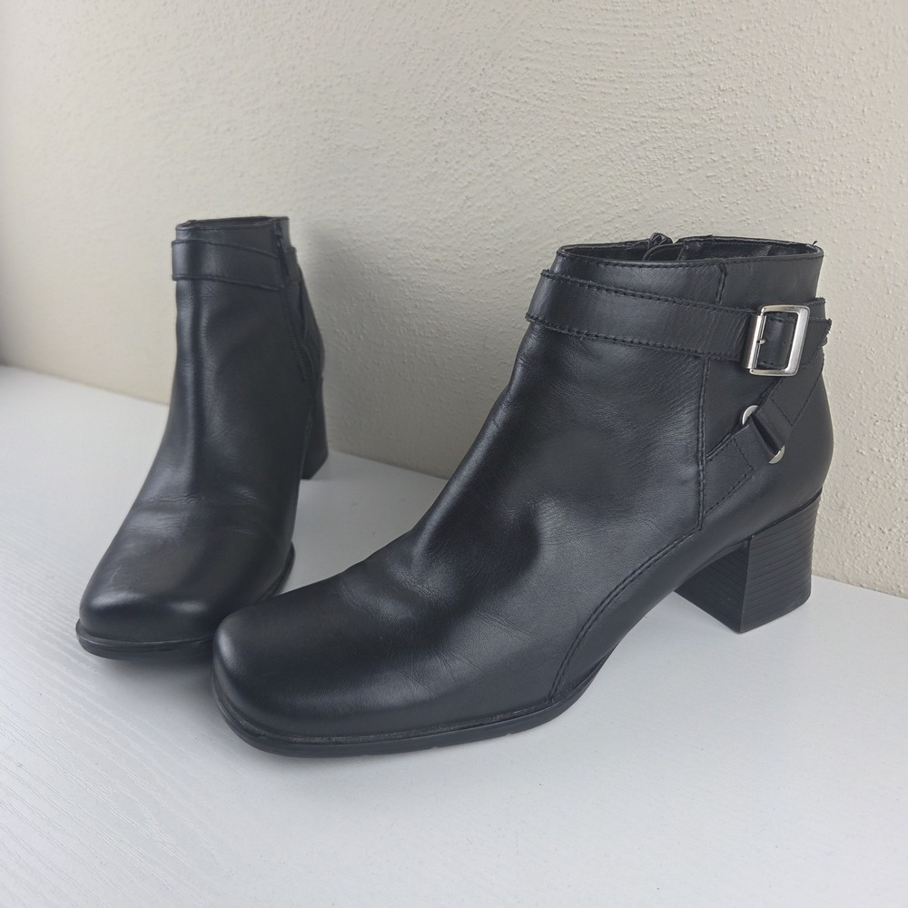 Covington Fawn Black Leather Side Zip Ankle Boot Bootie Shoe Women's Size 9 M